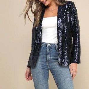 Navy Blue Sequin Blazer